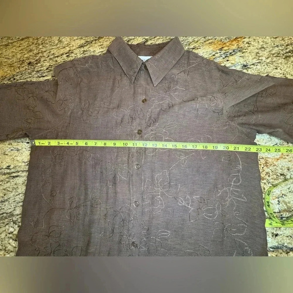 Alfred Dunner Brown Embroidered 3/4 Sleeve Button Front Shirt Women’s Size 14 - Picture 8 of 8